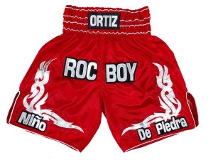 Personalized Boxing Shorts : KNBXCUST-2041-Red